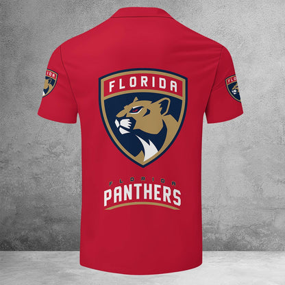 LIMITED EDITION - NEW CUSTOMIZED NHL01 FPT FLORIDA PANTHERS ZIP POLO SHIRT