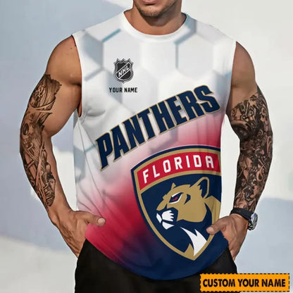 LIMITED EDITION - NEW CUSTOMIZED NHL01 FPT FLORIDA PANTHERS TANK TOP & GYM SHIRT