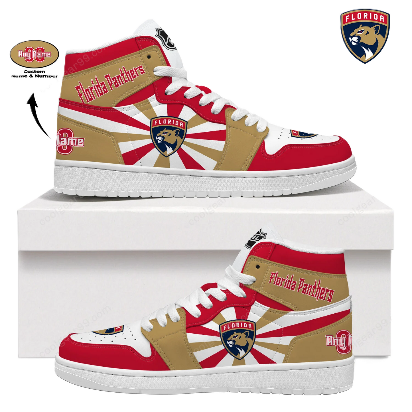 LIMITED EDITION - NEW CUSTOMIZED NHL01 FL PANTHERS AIR JORDAN SNEAKERS