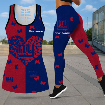 LIMITED EDITION - NEW CUSTOMIZED NFL32 NYG NEW YORK GIANTS LEGGINGS & HOLLOW TANK TOP SET