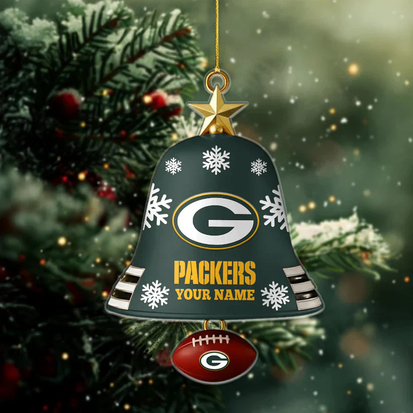 LIMITED EDITION - NEW CUSTOMIZED NFL08 GBP GREEN BAY PACKERS ACRYLIC CHRISTMAS BELL ORNAMENT