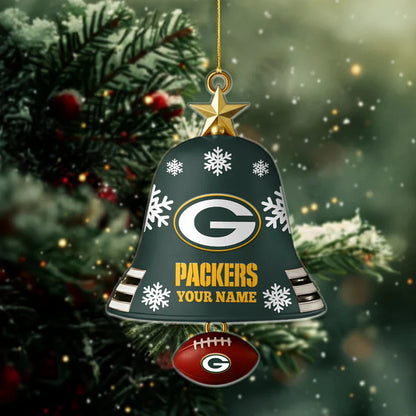 LIMITED EDITION - NEW CUSTOMIZED NFL08 GBP GREEN BAY PACKERS ACRYLIC CHRISTMAS BELL ORNAMENT