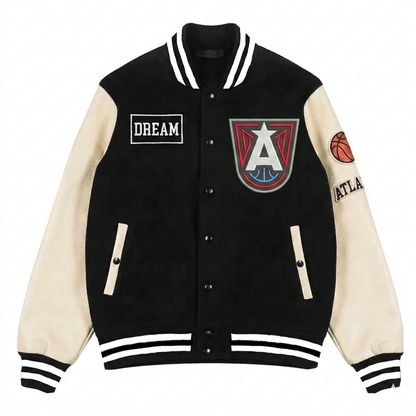 LIMITED EDITION - NEW CUSTOMIZED WNBA01 ALD AT DREAM BASEBALL JACKET, SATIN VARSITY JACKET 01