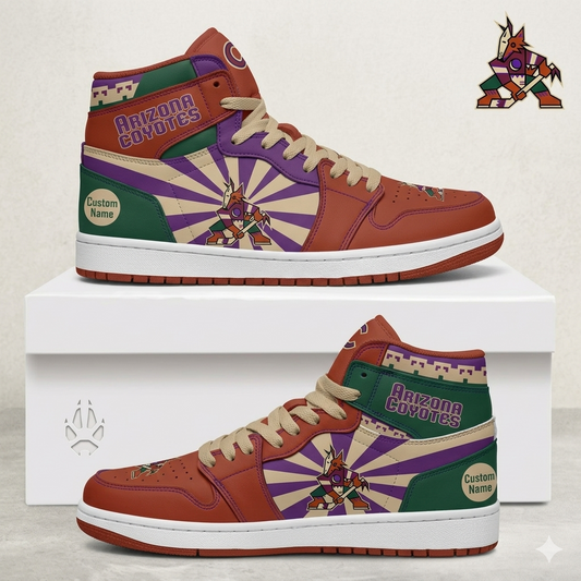 LIMITED EDITION - NEW CUSTOMIZED NHL30 AZ COYOTES AIR JORDAN SNEAKERS