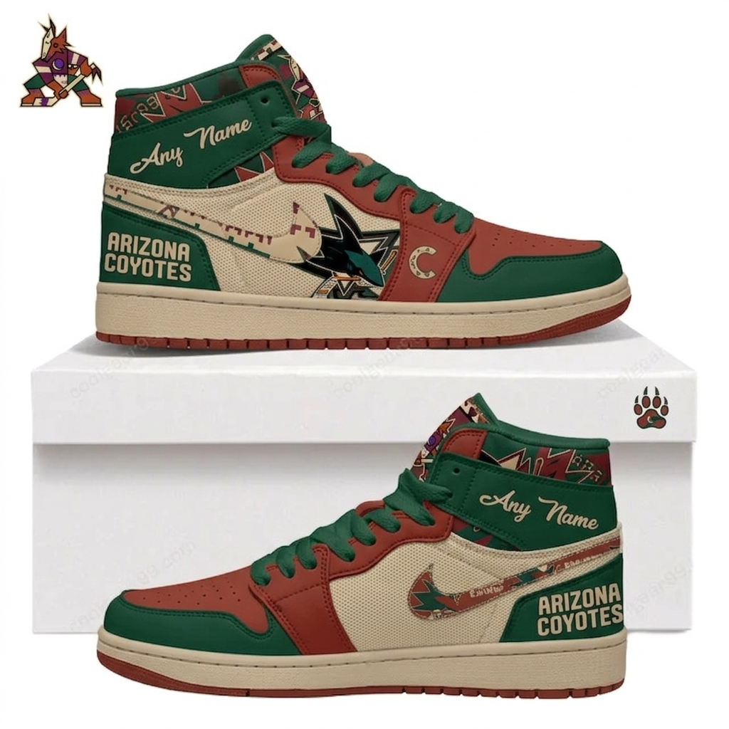 LIMITED EDITION - NEW CUSTOMIZED NHL30 AZ COYOTES AIR JORDAN SNEAKERS