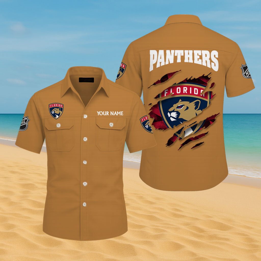 LIMITED EDITION - NEW CUSTOMIZED NHL01 FPT FLORIDA PANTHERS CARGO SHIRT