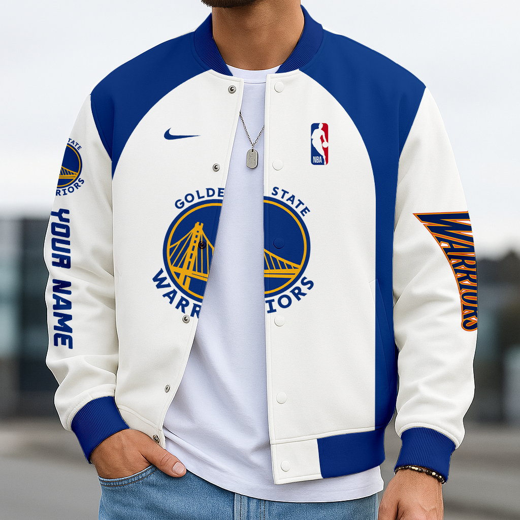 LIMITED EDITION - NEW CUSTOMIZED NBA12 GS GOLDEN STATE WARRIORS BASEBALL JACKET, SATIN VARSITY JACKET