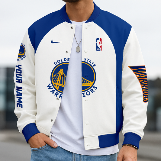 LIMITED EDITION - NEW CUSTOMIZED NBA12 GS GOLDEN STATE WARRIORS BASEBALL JACKET, SATIN VARSITY JACKET