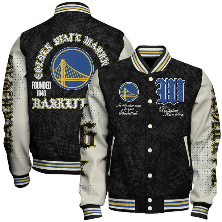 LIMITED EDITION - NEW CUSTOMIZED NBA12 GSW GOLDEN STATE WARRIORS BASEBALL JACKET, SATIN VARSITY JACKET