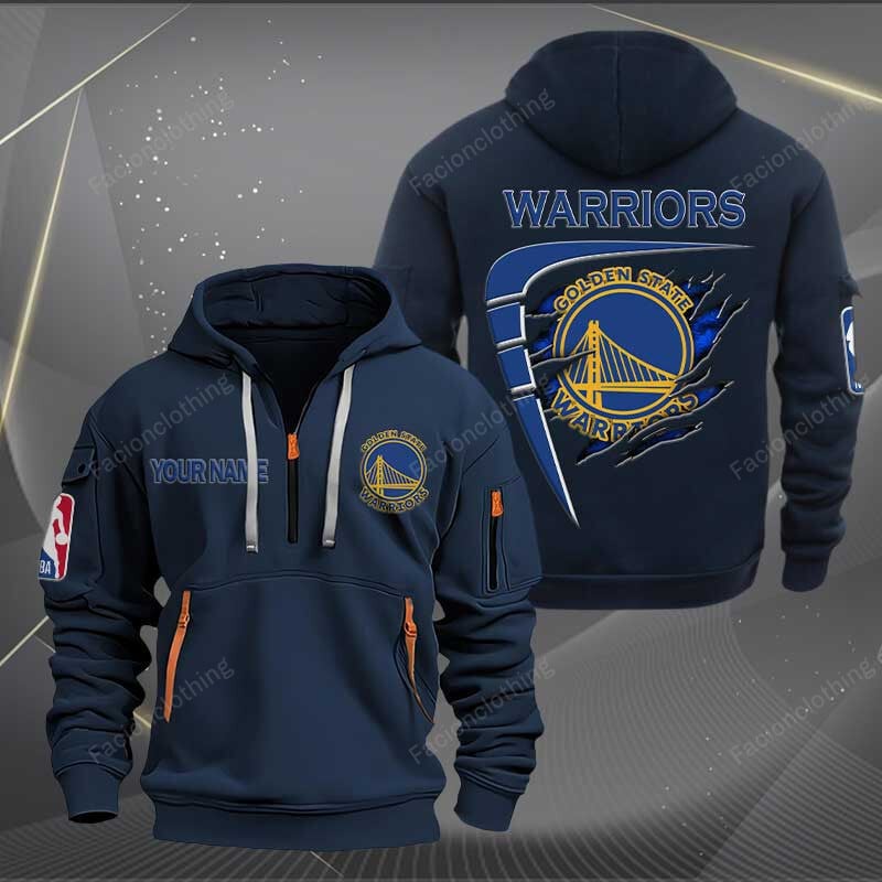 [HOT DEAL] NEW CUSTOMIZED NBA12 GS GOLDEN STATE WARRIORS QUARTER ZIP HOODIE