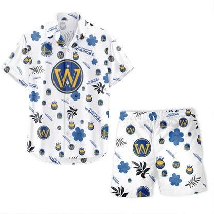 LIMITED EDITION - NEW CUSTOMIZED NBA12 GSW GOLDEN STATE WARRIORS UNISEX HAWAIIAN SHIRT & SHORTS SET