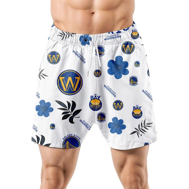 LIMITED EDITION - NEW CUSTOMIZED NBA12 GSW GOLDEN STATE WARRIORS UNISEX HAWAIIAN SHIRT & SHORTS SET