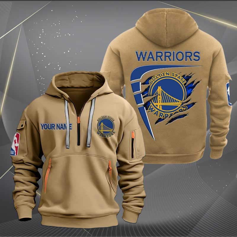 [HOT DEAL] NEW CUSTOMIZED NBA12 GS GOLDEN STATE WARRIORS QUARTER ZIP HOODIE
