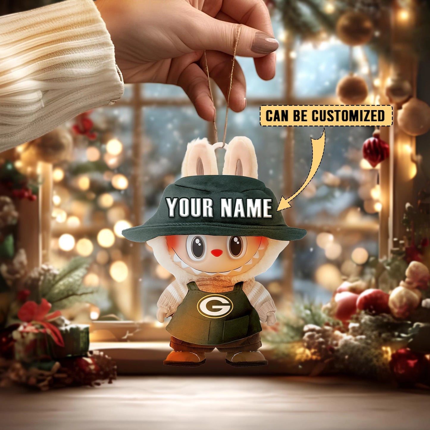 LIMITED EDITION - NEW CUSTOMIZED NFL08 GBP GREEN BAY PACKERS LABUBU CHRISTMAS ACRYLIC ORNAMENT