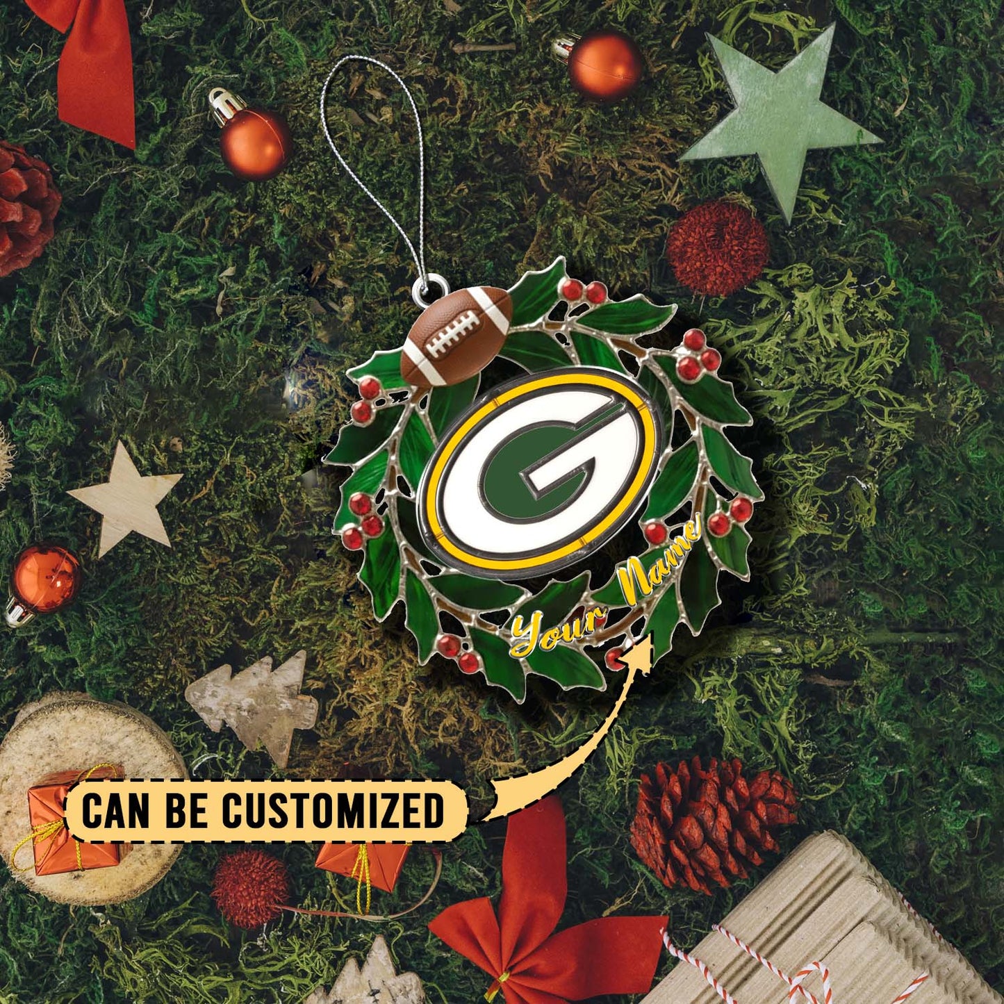 LIMITED EDITION - NEW CUSTOMIZED NFL08 GBP GREEN BAY PACKERS ACRYLIC ORNAMENT