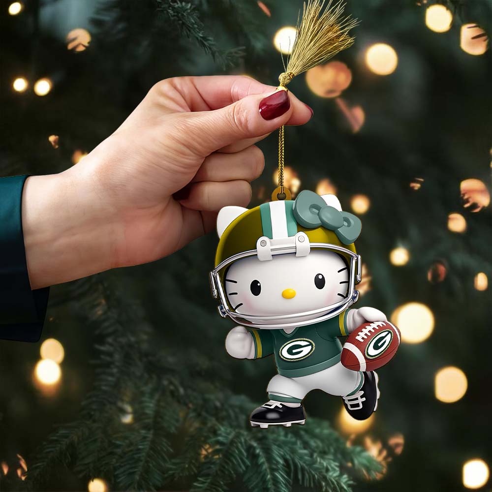 LIMITED EDITION - NEW CUSTOMIZED NFL08 GBP GREEN BAY PACKERS HELLO KITTY ACRYLIC ORNAMENT