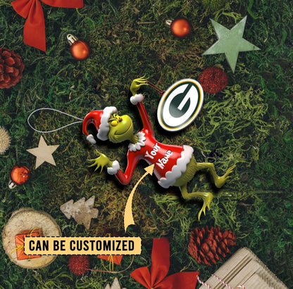 LIMITED EDITION - NEW CUSTOMIZED NFL08 GBP GREEN BAY PACKERS THE GRINCH ACRYLIC ORNAMENT