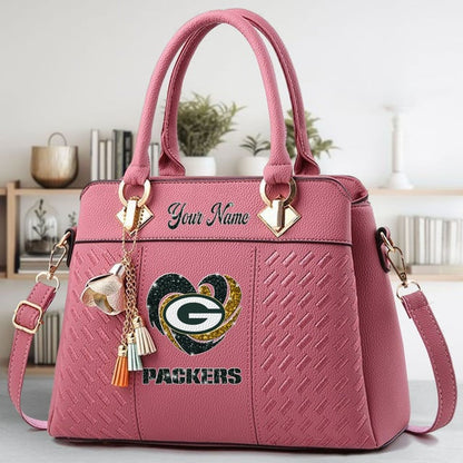 LIMITED EDITION - NEW CUSTOMIZED NFL08 GBP GREEN BAY PACKERS ZIP HANDBAG MULTICOLOR