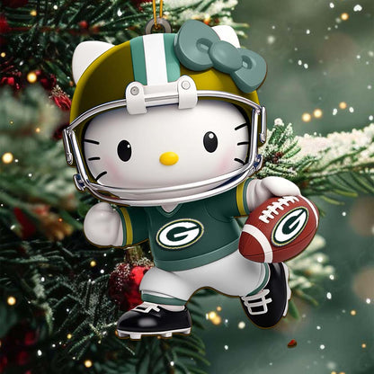 LIMITED EDITION - NEW CUSTOMIZED NFL08 GBP GREEN BAY PACKERS HELLO KITTY ACRYLIC ORNAMENT