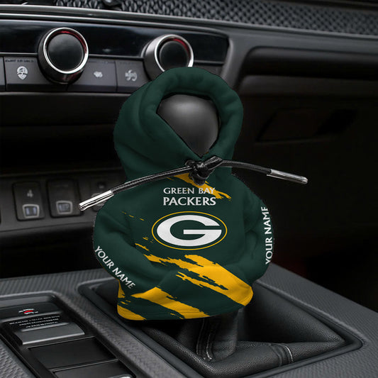 LIMITED EDITION - NEW CUSTOMIZED NFL08 GBP GREEN BAY PACKERS CAR HOODIE SHIFT KNOB COVER