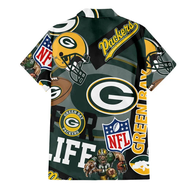 LIMITED EDITION - NEW CUSTOMIZED NFL08 GBP GREEN BAY PACKERS UNISEX HAWAIIAN SHIRT & SHORTS SET