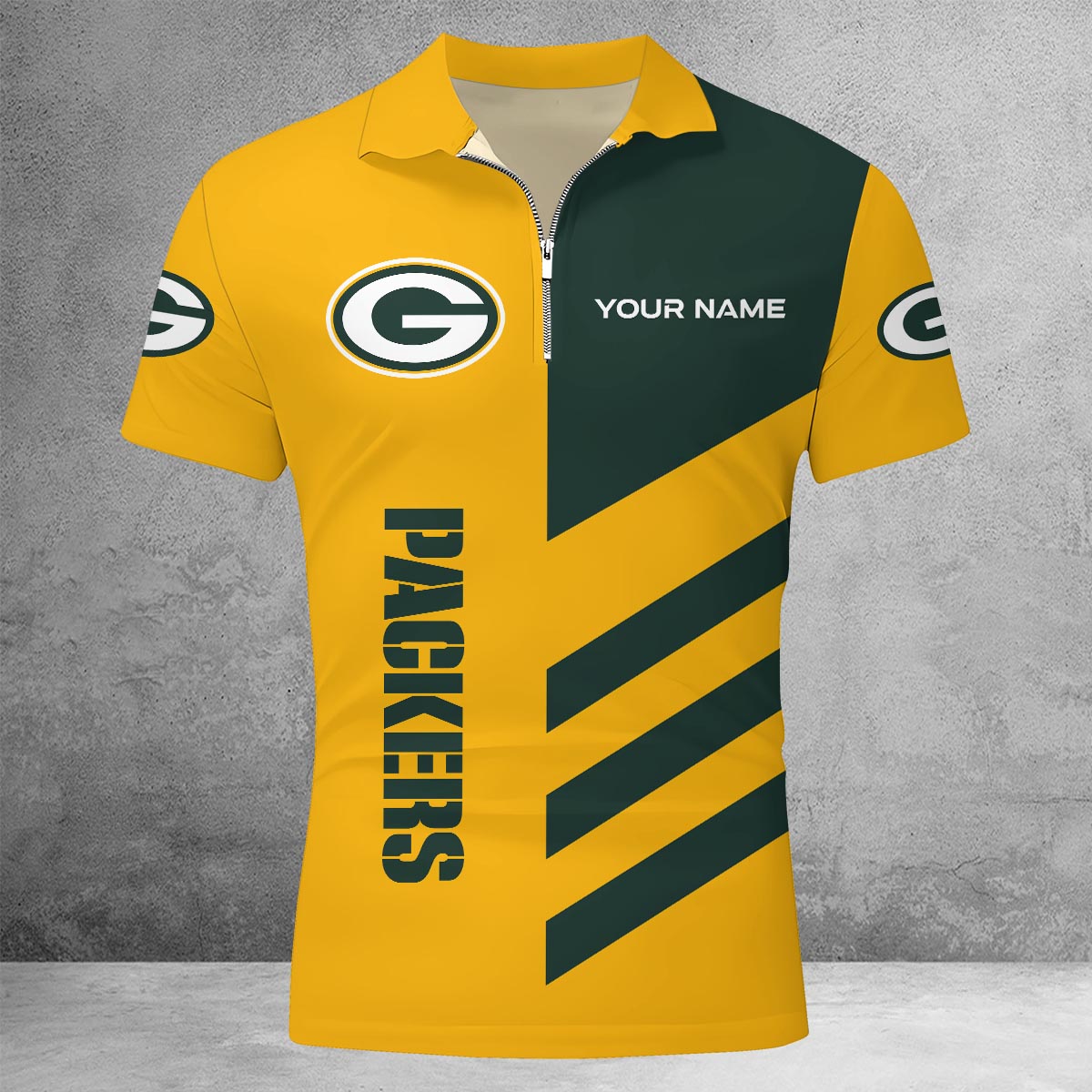 LIMITED EDITION - NEW CUSTOMIZED NFL08 GBP GREEN BAY PACKERS ZIP POLO SHIRT