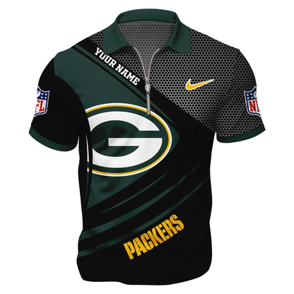 LIMITED EDITION - NEW CUSTOMIZED NFL08 GBP GREEN BAY PACKERS HARLEY-DAVIDSON POLO WITH ZIPPER SHIRT