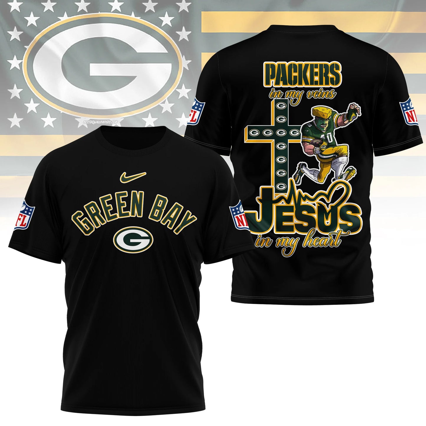 LIMITED EDITION - NEW CUSTOMIZED NFL08 GBP GREEN BAY PACKERS T-SHIRT | MULTIPLE COLORS AVAILABLE