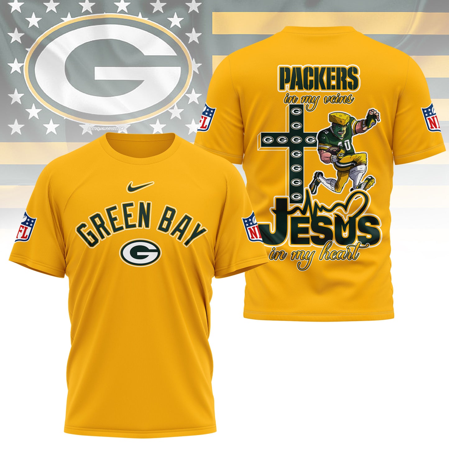 LIMITED EDITION - NEW CUSTOMIZED NFL08 GBP GREEN BAY PACKERS T-SHIRT | MULTIPLE COLORS AVAILABLE