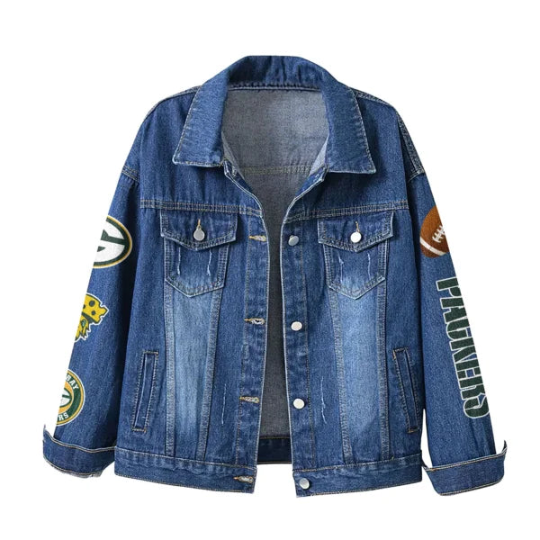 LIMITED EDITION - NEW CUSTOMIZED NFL08 GBP GREEN BAY PACKERS DENIM JACKET