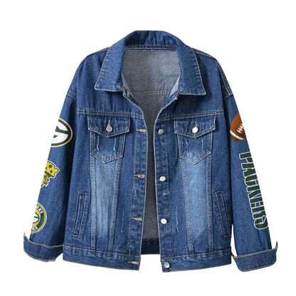 LIMITED EDITION - NEW CUSTOMIZED NFL08 GBP GREEN BAY PACKERS DENIM JACKET