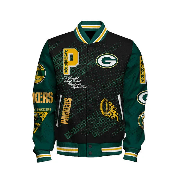 LIMITED EDITION - NEW CUSTOMIZED NFL08 GBP GREEN BAY PACKERS SATIN VARSITY JACKET & BASEBALL JACKET
