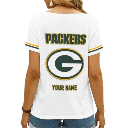 LIMITED EDITION - NEW CUSTOMIZED NFL08 GBP GREEN BAY PACKERS V-NECK FEMALE SHIRT
