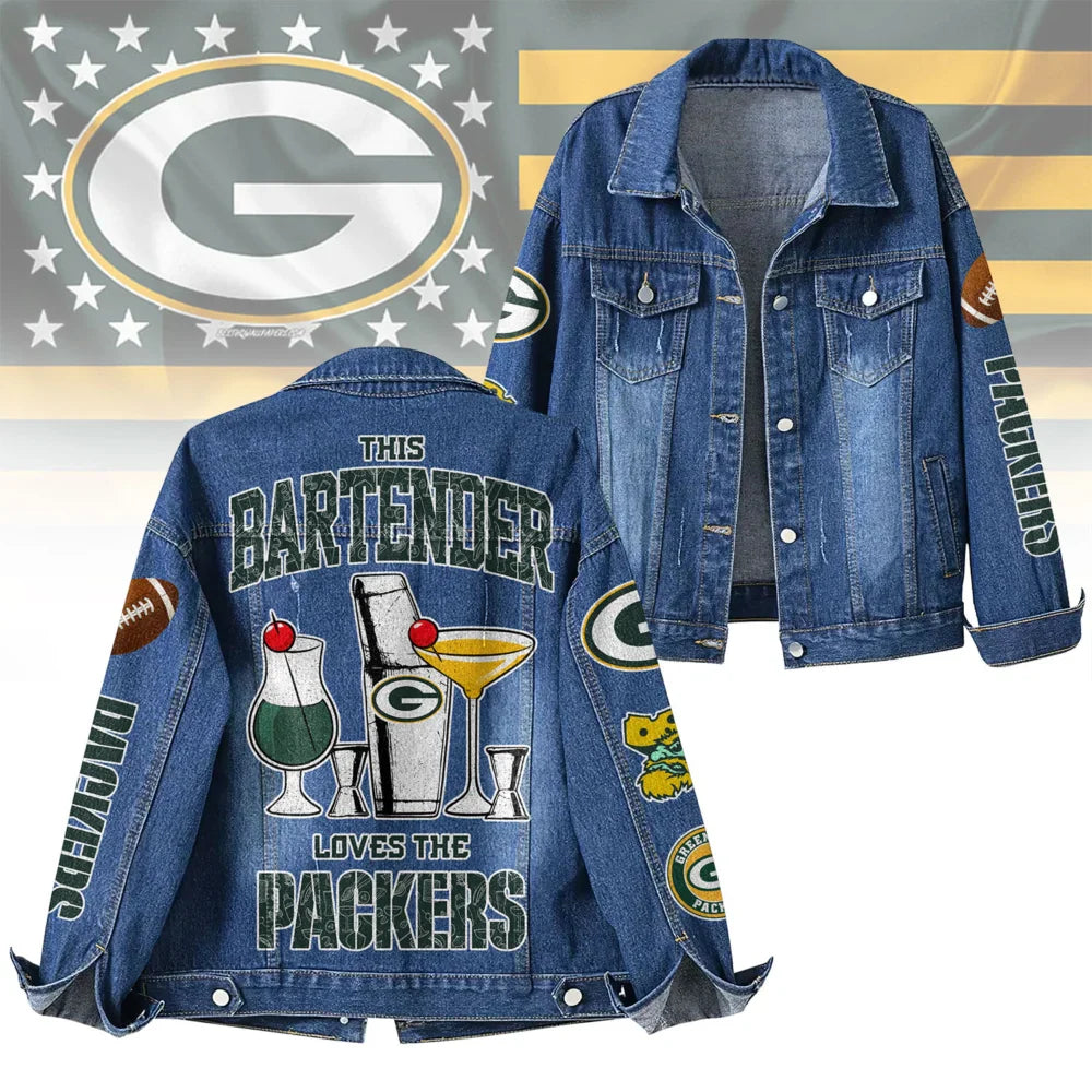 LIMITED EDITION - NEW CUSTOMIZED NFL08 GBP GREEN BAY PACKERS DENIM JACKET