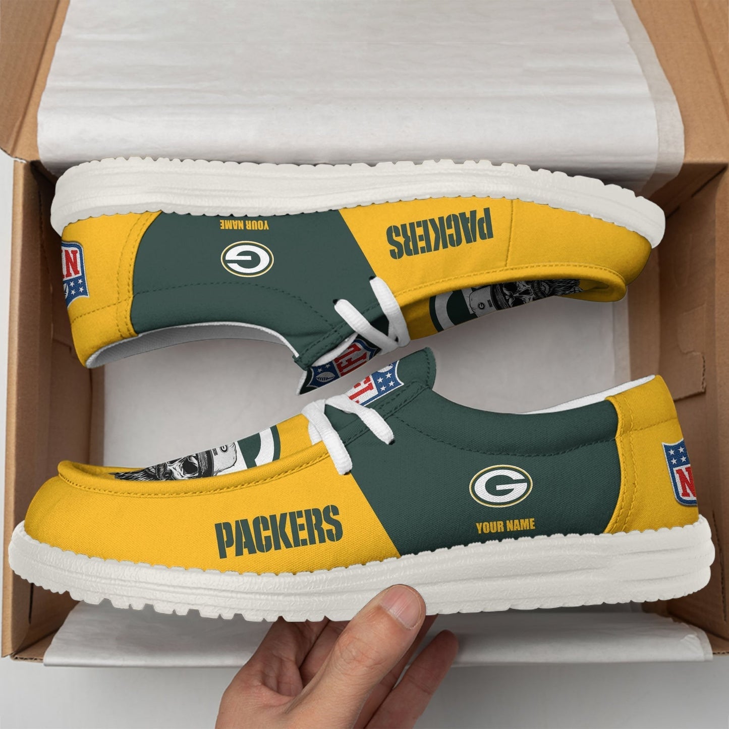 LIMITED EDITION - NEW CUSTOMIZED NFL08 GBP GREEN BAY PACKERS LOAFER SHOES
