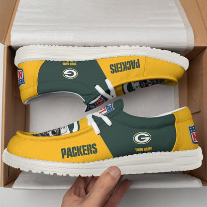 LIMITED EDITION - NEW CUSTOMIZED NFL08 GBP GREEN BAY PACKERS LOAFER SHOES