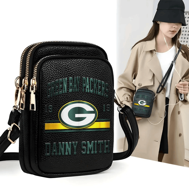 LIMITED EDITION - NEW CUSTOMIZED NFL08 GBP GREEN BAY PACKERS LEATHER CROSSBODY BAG