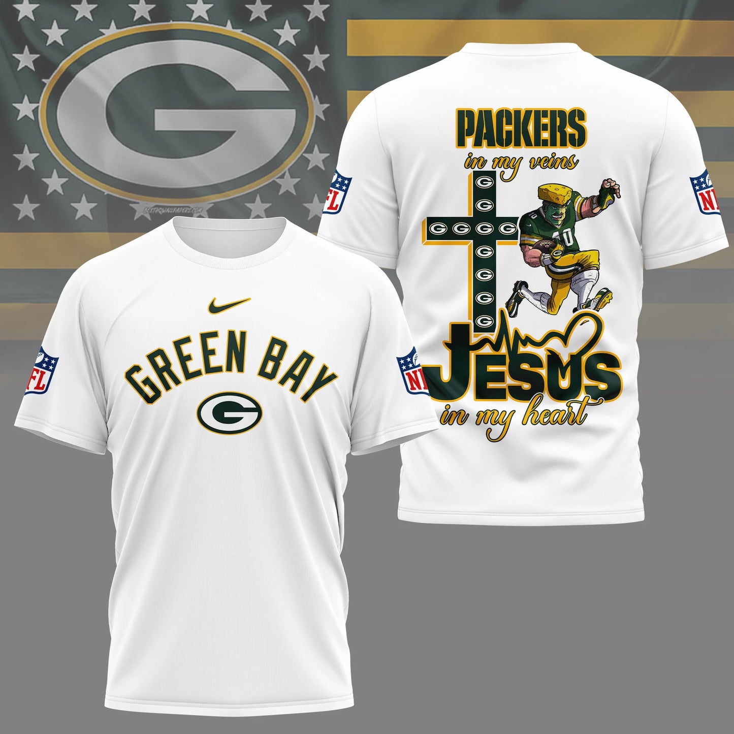 LIMITED EDITION - NEW CUSTOMIZED NFL08 GBP GREEN BAY PACKERS T-SHIRT | MULTIPLE COLORS AVAILABLE