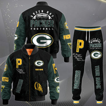 LIMITED EDITION - NEW CUSTOMIZED NFL08 GBP GREEN BAY PACKERS SATIN VARSITY JACKET & LONG PANTS