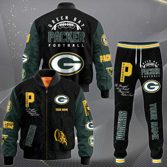 LIMITED EDITION - NEW CUSTOMIZED NFL08 GBP GREEN BAY PACKERS SATIN VARSITY JACKET & LONG PANTS