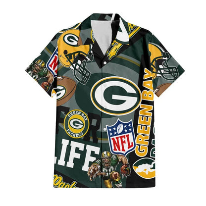 LIMITED EDITION - NEW CUSTOMIZED NFL08 GBP GREEN BAY PACKERS UNISEX HAWAIIAN SHIRT & SHORTS SET