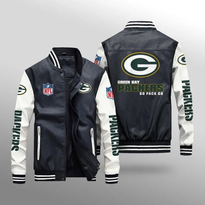 LIMITED EDITION - NEW CUSTOMIZED NFL08 GBP GREEN BAY PACKERS LEATHER BOMBER JACKET