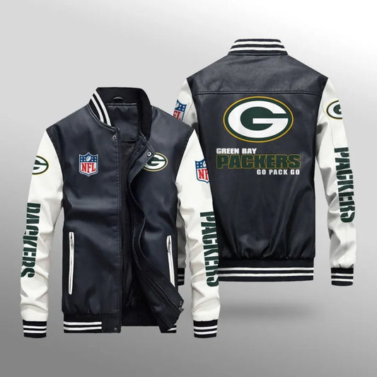 LIMITED EDITION - NEW CUSTOMIZED NFL08 GBP GREEN BAY PACKERS LEATHER BOMBER JACKET