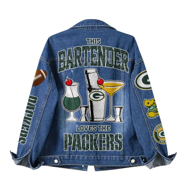 LIMITED EDITION - NEW CUSTOMIZED NFL08 GBP GREEN BAY PACKERS DENIM JACKET