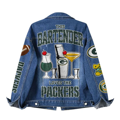 LIMITED EDITION - NEW CUSTOMIZED NFL08 GBP GREEN BAY PACKERS DENIM JACKET