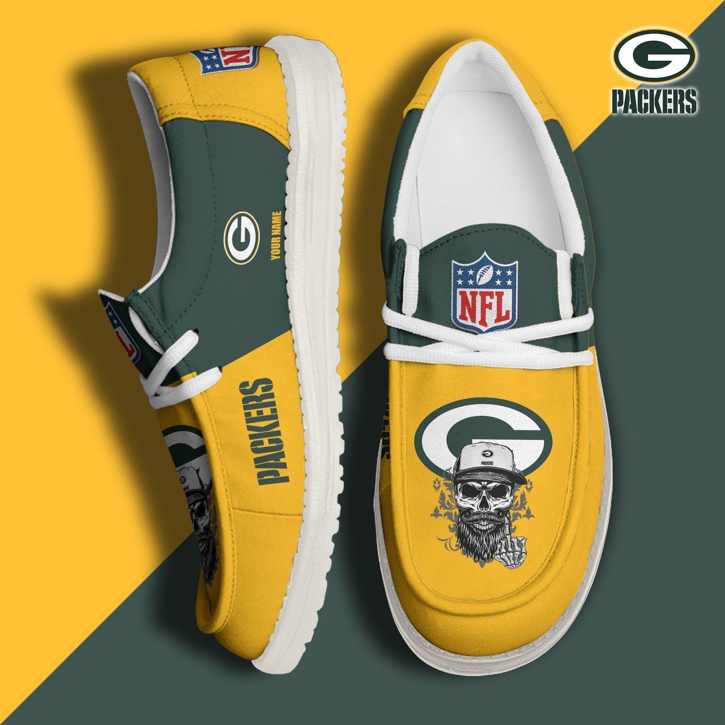 LIMITED EDITION - NEW CUSTOMIZED NFL08 GBP GREEN BAY PACKERS LOAFER SHOES