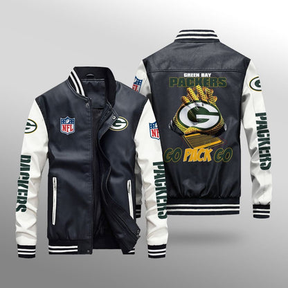 LIMITED EDITION - NEW CUSTOMIZED NFL08 GBP GREEN BAY PACKERS LEATHER BOMBER JACKET