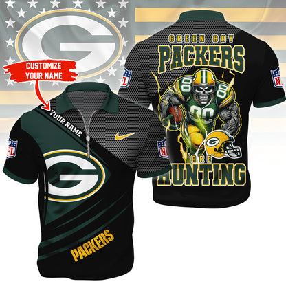 LIMITED EDITION - NEW CUSTOMIZED NFL08 GBP GREEN BAY PACKERS HARLEY-DAVIDSON POLO WITH ZIPPER SHIRT
