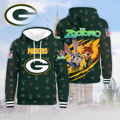 LIMITED EDITION - NEW CUSTOMIZED NFL08 GBP GREEN BAY PACKERS & ZOOTOPIA UNISEX T-SHIRT, POLO, HOODIE & JACKETS