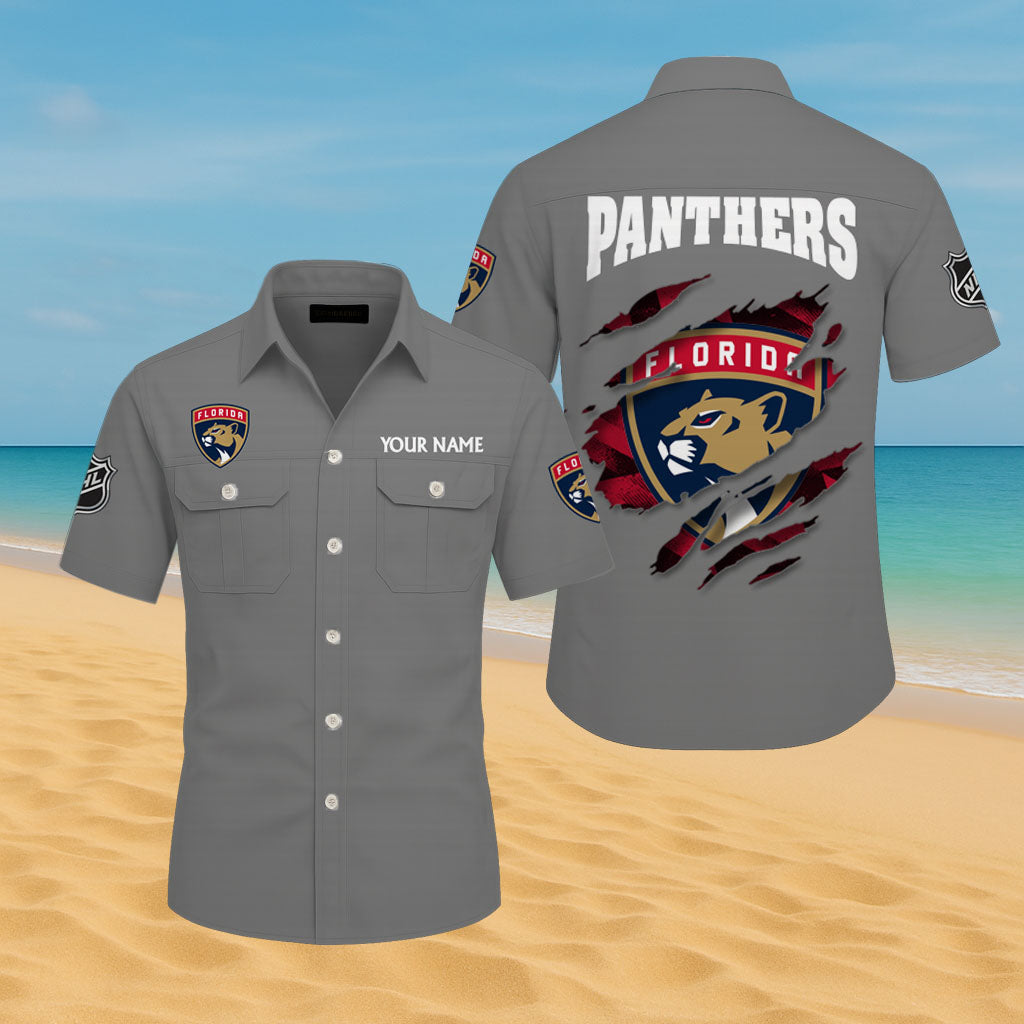 LIMITED EDITION - NEW CUSTOMIZED NHL01 FPT FLORIDA PANTHERS CARGO SHIRT